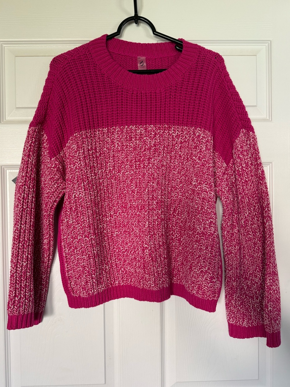 LOFT Lou & Grey Two-Tone Pink Marled Crewneck Chunky Sweater